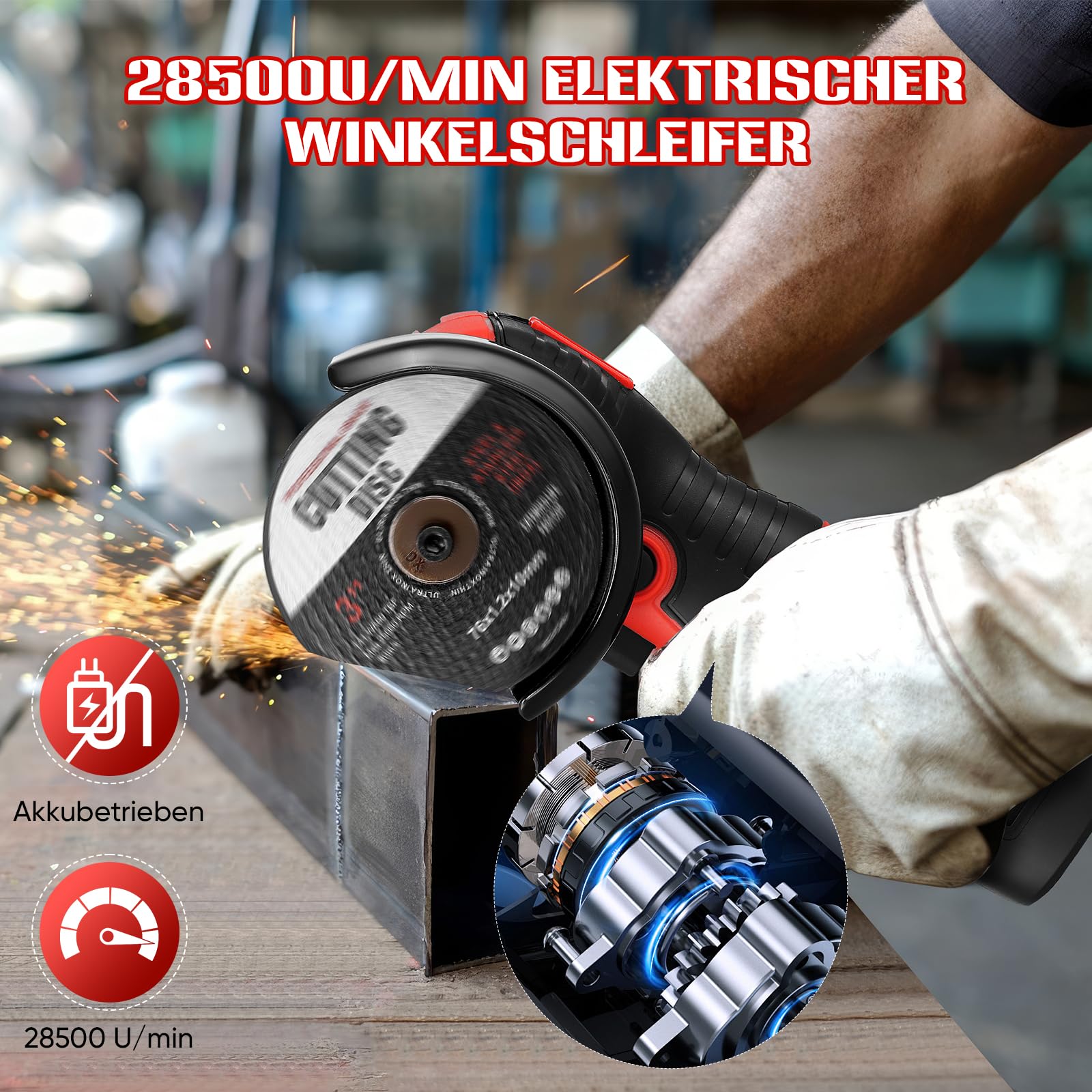 Smerigliatrice angolare a batteria, 16,8 V, mini smerigliatrice angolare con 2 batterie da 2000 mAh, 19500PRM, mini batteria Flex, 6 x 76 mm