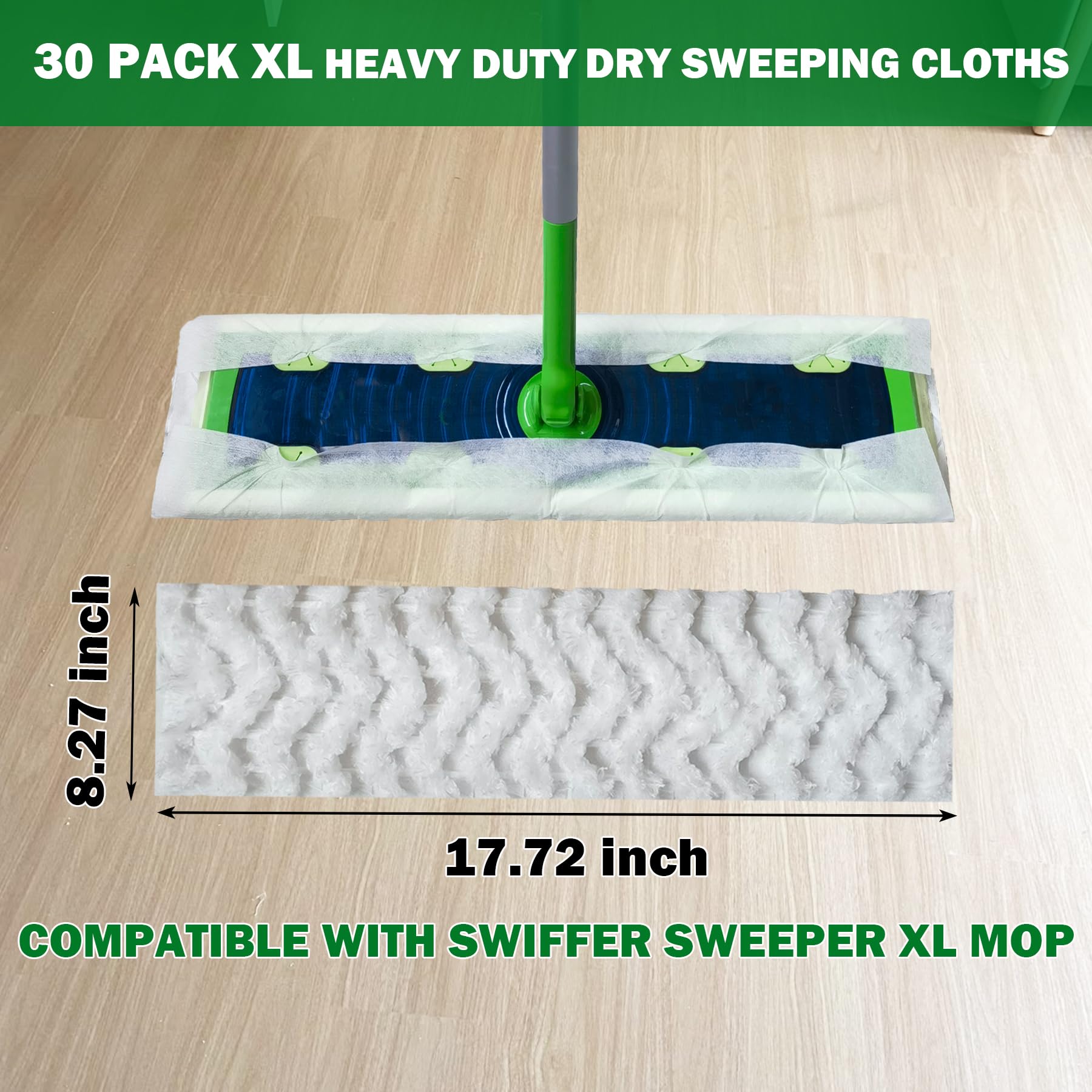 XL - Paño de barrido seco resistente para trapeador Swiffer Sweeper XL, recambios de paño seco desechables XL, repuestos de almohadilla seca XL para pelo de mascotas, paños secos extra grandes para