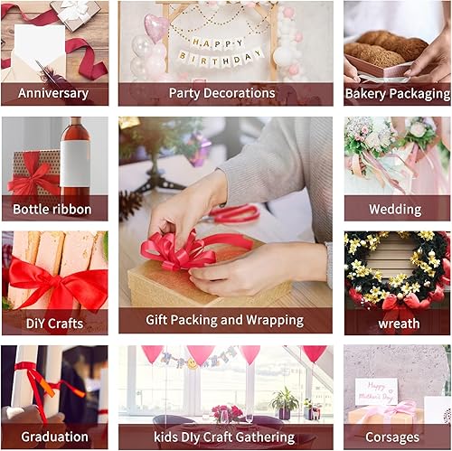 Miniatura 7 de Cinta de terciopelo rojo de 58 pulgadas x 20 yardas para decoración de coronas de árbol de Navidad, manualidades, adornos hechos a mano, envoltura