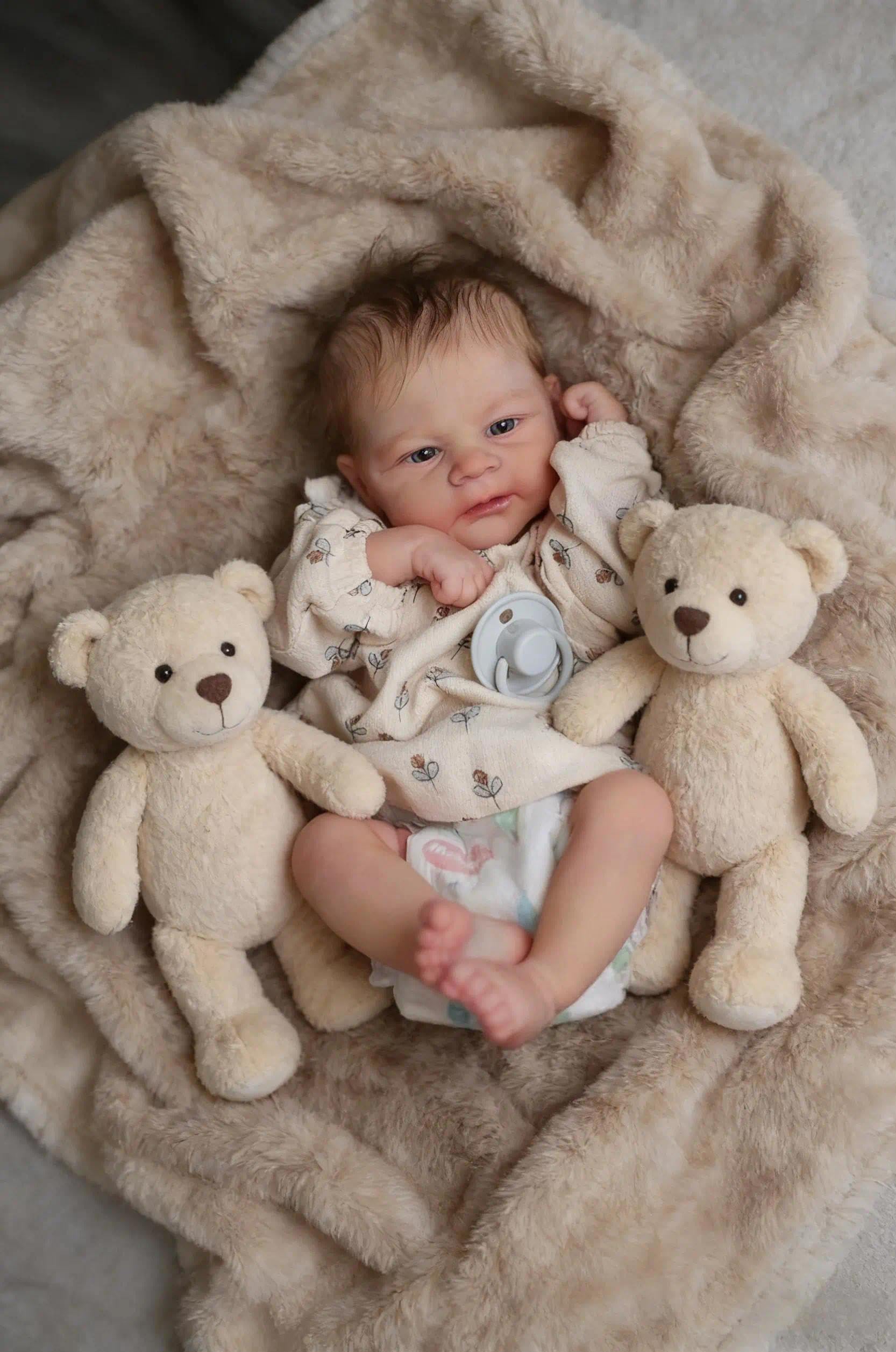 Zero pam Reborn Baby Lebensecht Mädchen Augen Offen-43CM Neugeborenen Babypuppen Wie Echt, Lebensechte Mädchen Puppe Mit Haaren, Reborn Puppe Ab 3 Jahre