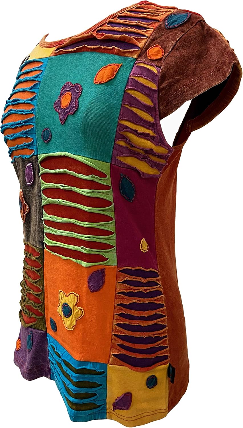 Agan Traders Women's 2026 Winter Rib Knit Cotton Stretchy Patched Bohemian Vibrant Cap Sleeveless Top Tees Blouse - Image 2