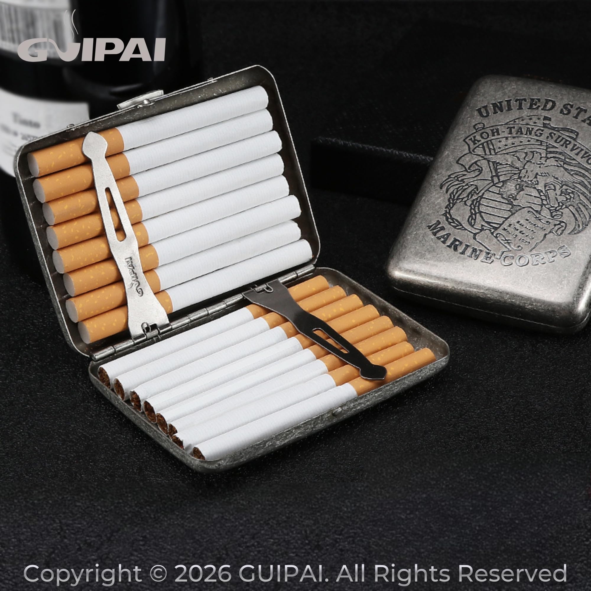 小物 gcc-01 garo cigarette case GUIPAI Metal Cigarette Case | Smart Internal Divider | Retro and