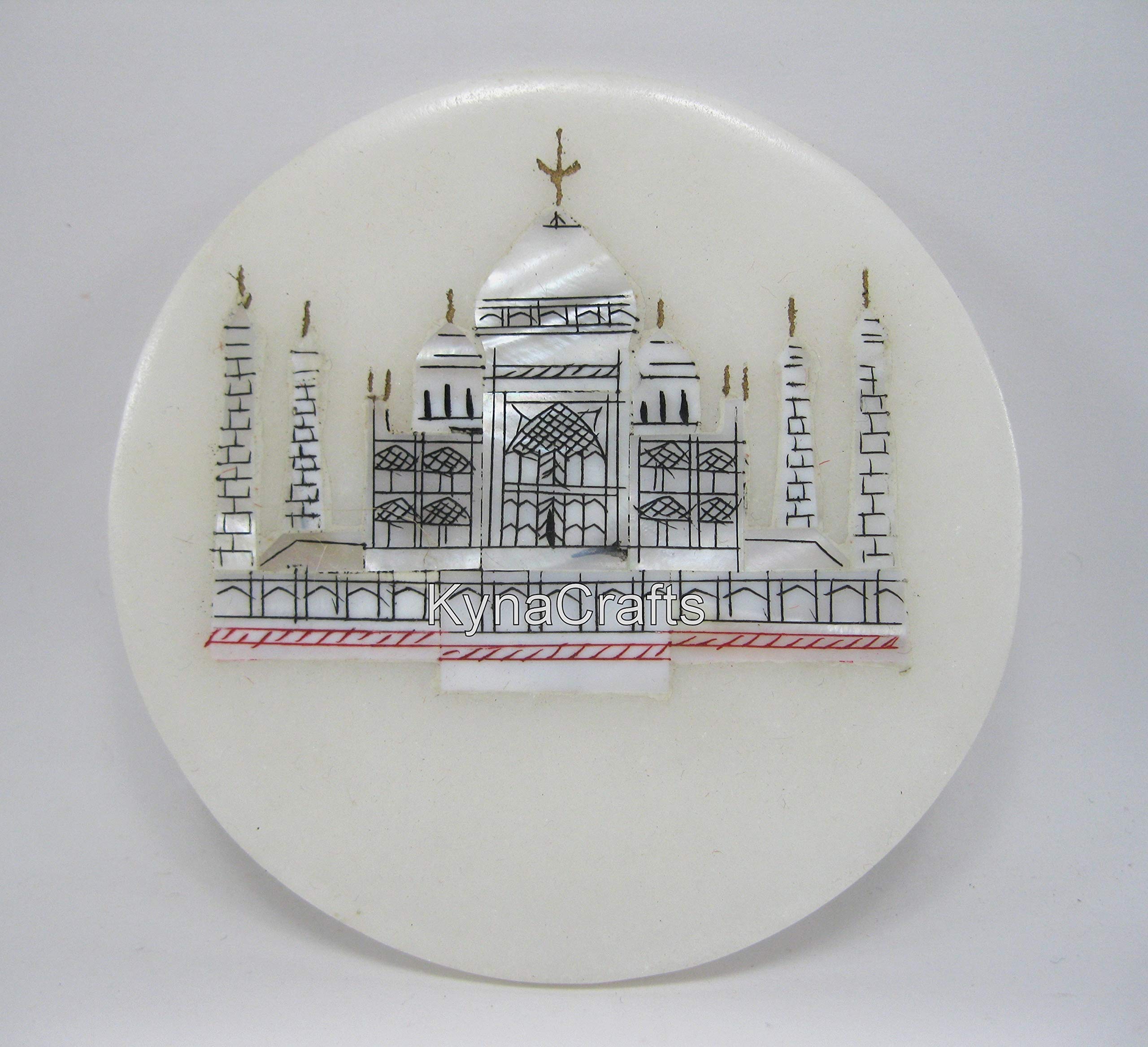 Zestaw marmurowych podkładek pod herbatę do dekoracji stołu w jadalni Taj Mahal Art zestaw podkładek pod napoje o królewskim wyglądzie 10 cm