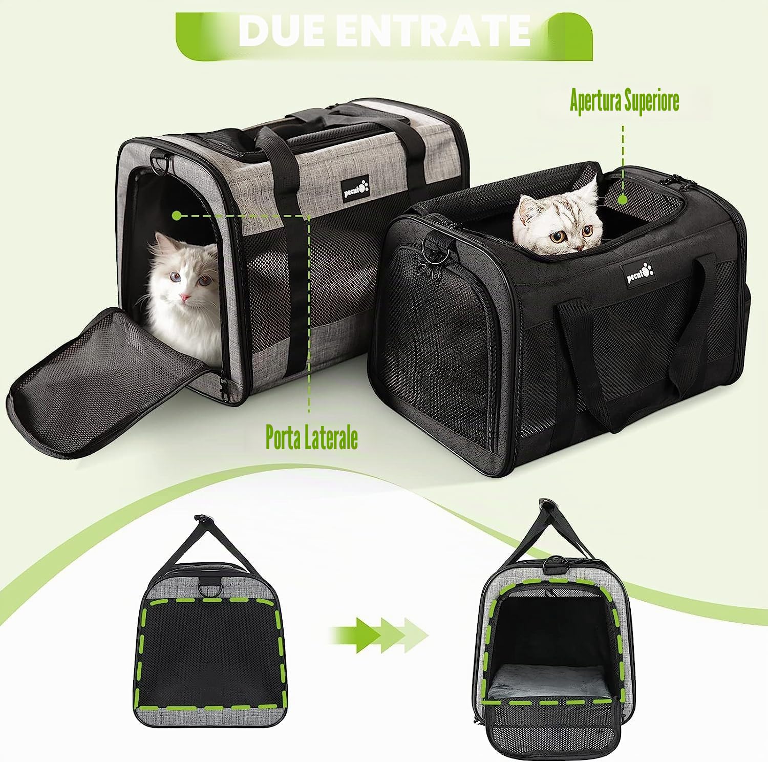 Pecute Trasportino per Gatto & Cani, Borsa per Gatti, Borsa da Viaggio Portatile per Cani, Tessuto a Maglia Traspirante, Adatto per Viaggi Lunghi e Brevi, Usato per Gatti e Cuccioli Meno di 9KG