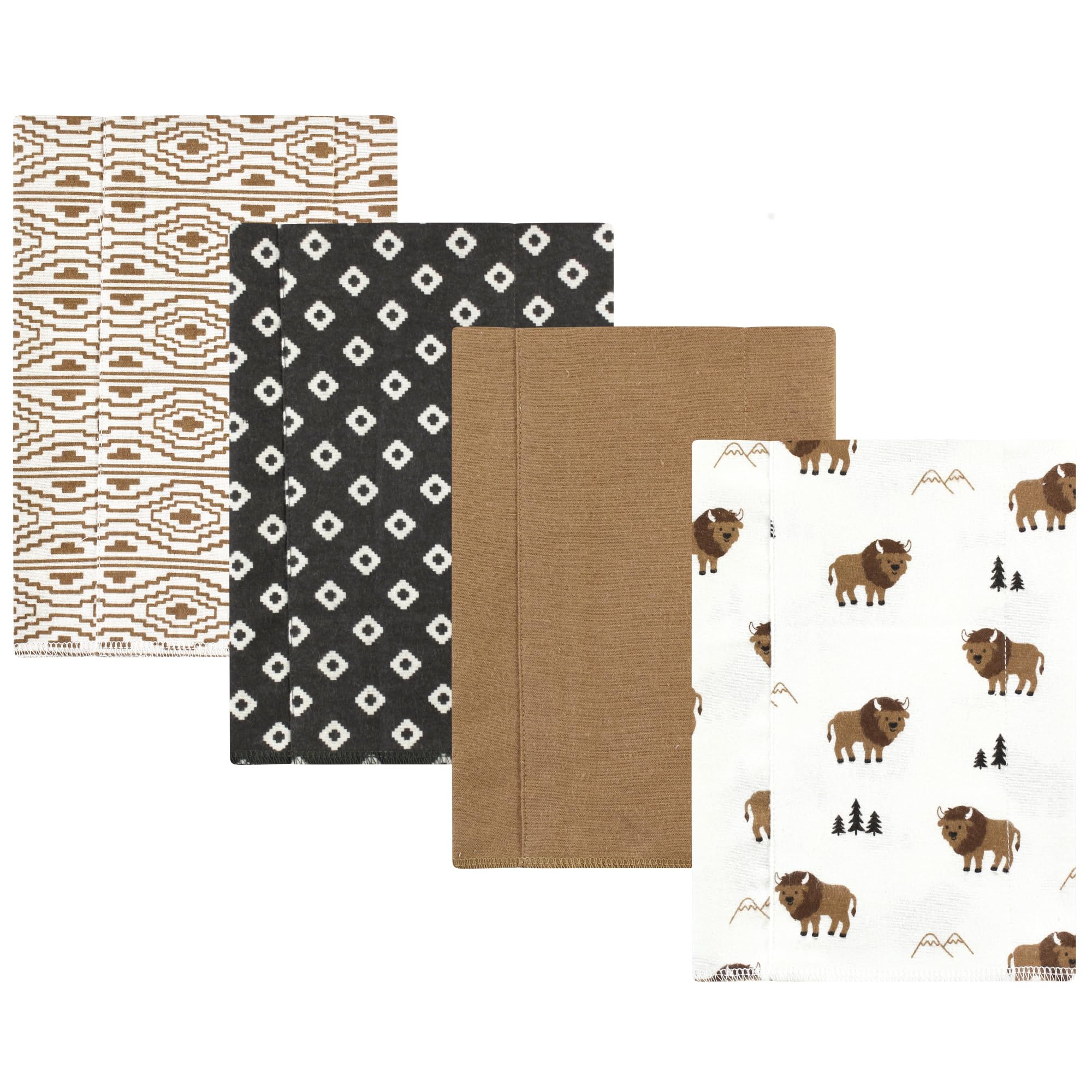 Hudson Baby Unisex Baby Cotton Flannel Burp Cloths, Wild Buffalo 4 Pack, One Size-image-15