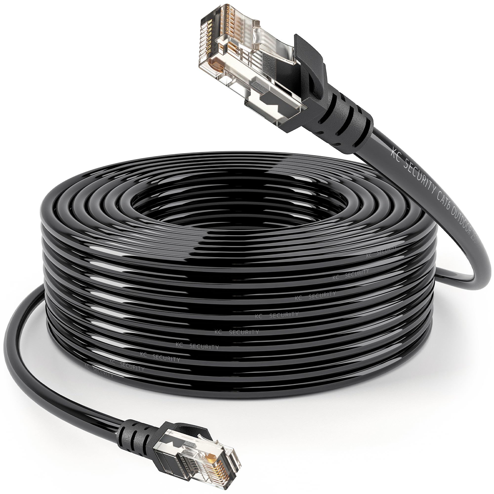 Amazon.co.jp: KC SECURITY 屋外用 50m LANケーブル ブラック CAT6 PoE