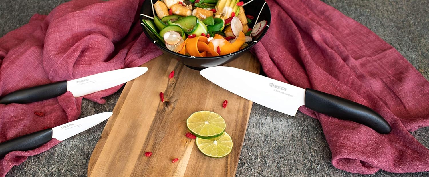 Kyocera Ceramic 5.5" Santoku Knife w/ Sugarcane Sourced Material Handle B08G1L13F1, White