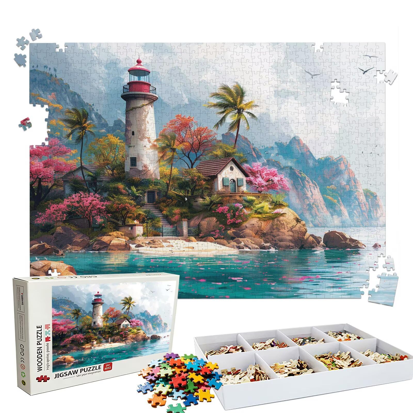 Puzzles Faro mar | Puzzle 1500 Piezas XL 87x57 cm | Rompecabezas Madera Desafiante para Adultos | con Exquisita Caja Embalaje | Decorar Toda La Familia | Rompecabezas Adultos | Regalo Navidad W3H-764