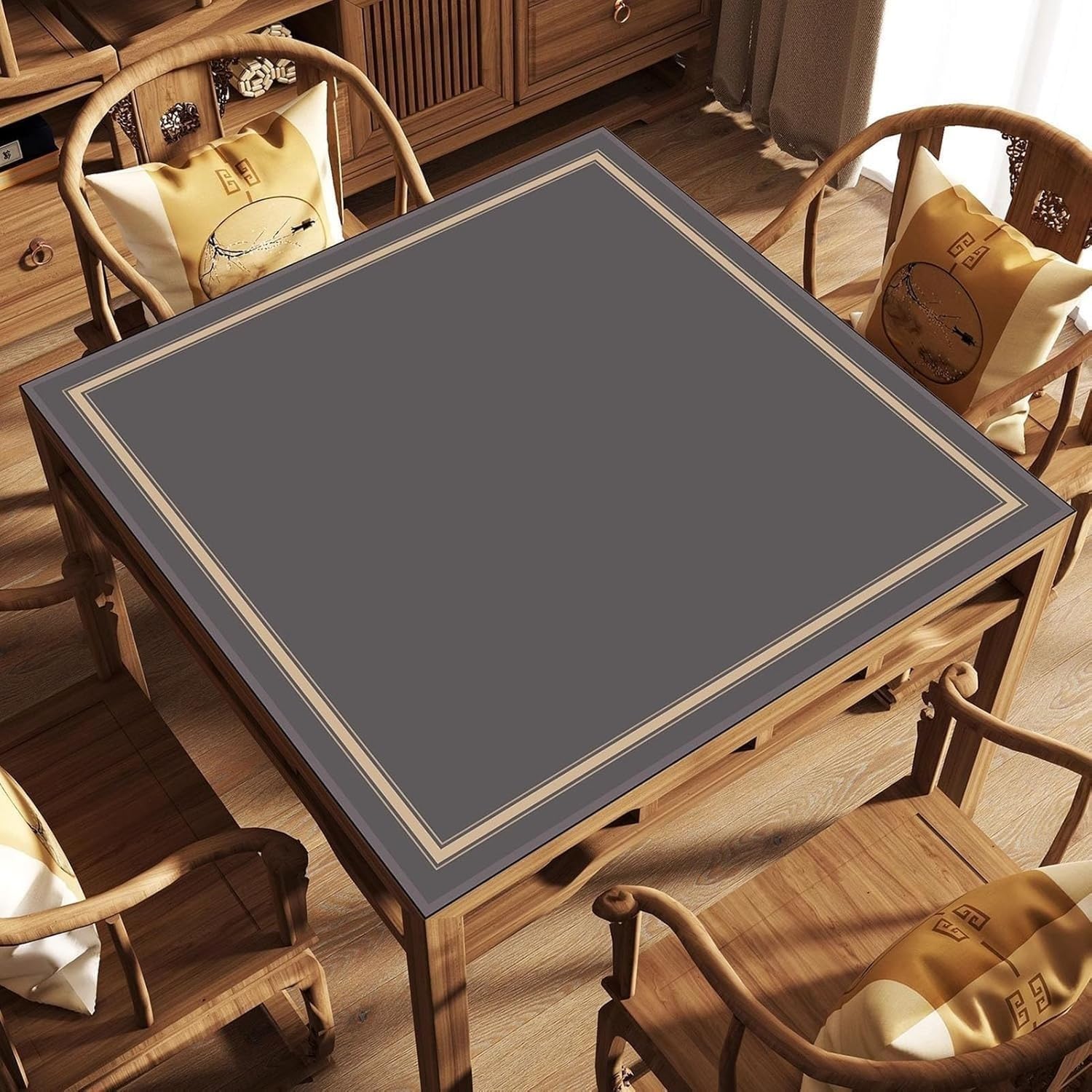 Mata Na Stół Mahjong Do Gier Karcianych Gry Planszowe Wielokolorowe Wiele Rozmiarów(Grijs,37.4x37.4in/95x95cm)