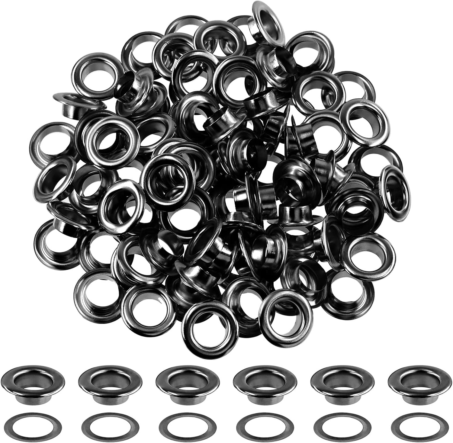 Hilitchi 200Pcs 1/2 Inch 12mm GunBlack Thicken Grommet