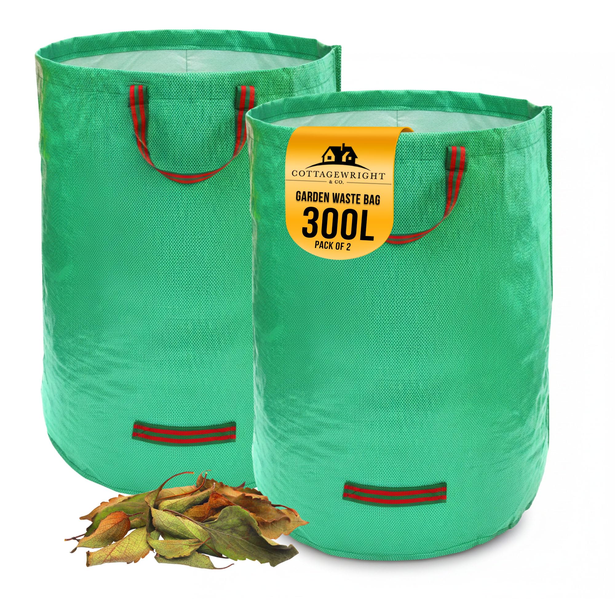 The Dustpan & Brush Store Garden Waste Bag Heavy Duty With Handles Reusable For PlantGrassDirtLeaves CollectionWaste Bags 300LPack Of 2 from B&Q