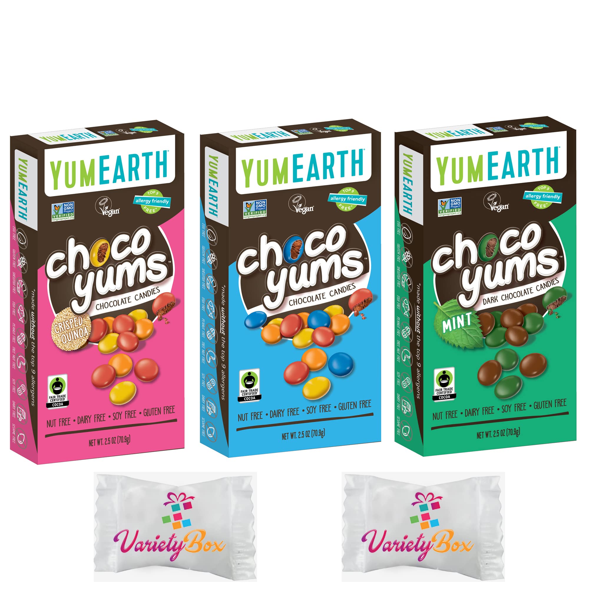 Yumearth Choco Yums Chocolate 3 Pack with Variety Box Mints!