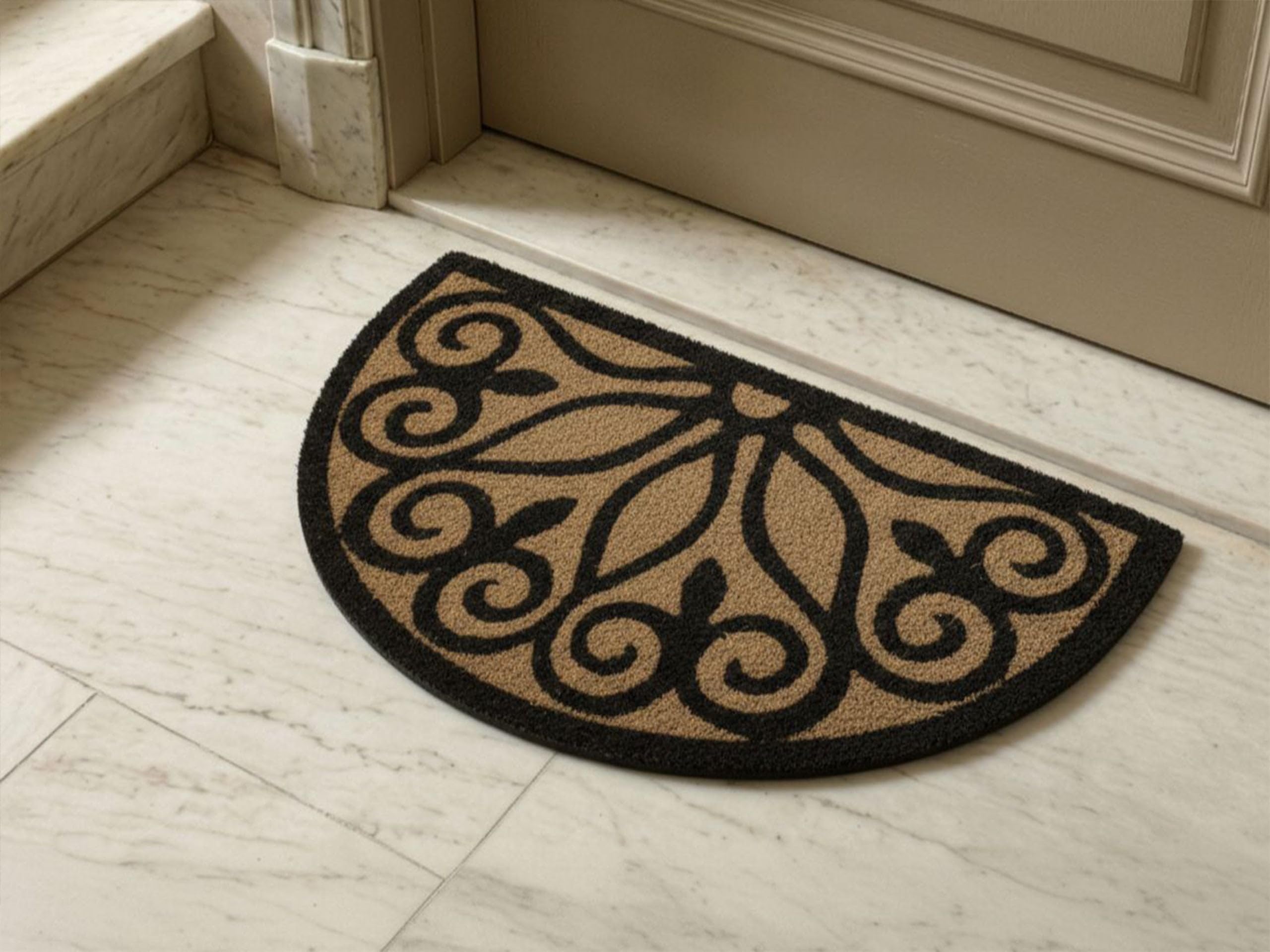 Beliani Paillasson Moderne en Fibre de Coco 45 x 75 cm Antidérapant en PVC Intérieur Extérieur Naturel Tishimna