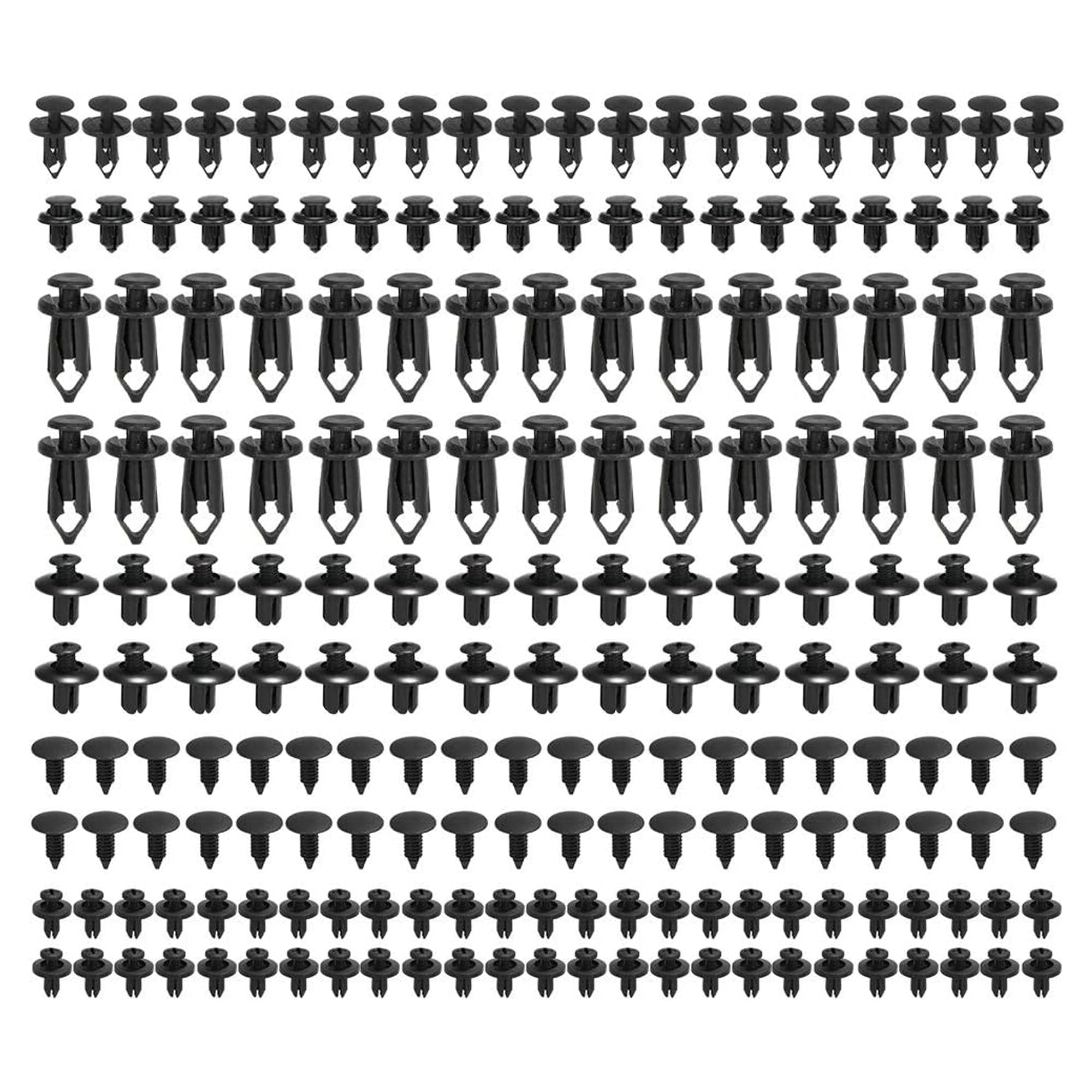 Sulfar Auto Fastener Clips & Plastic Rivets – 190 Pcs Universal Car Push Pin Retainer Trim Clips Set with 6 Sizes for Bumper, Door, Panel, Fender, Car Plate & More (190 Pcs)