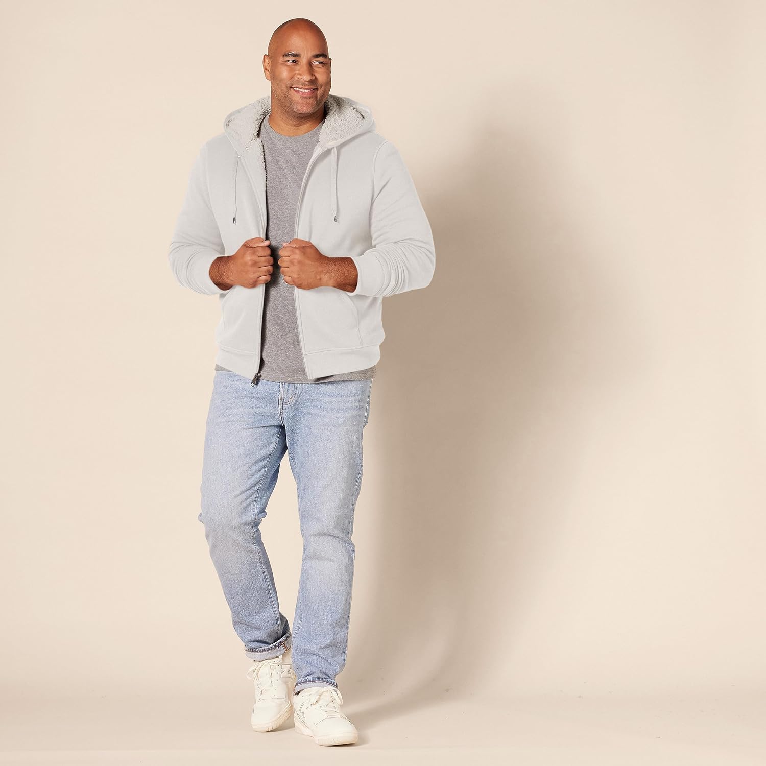 Amazon Essentials Hoodie For Men, Sherpa-Lined Full-Zip Fleece Sweatshirt