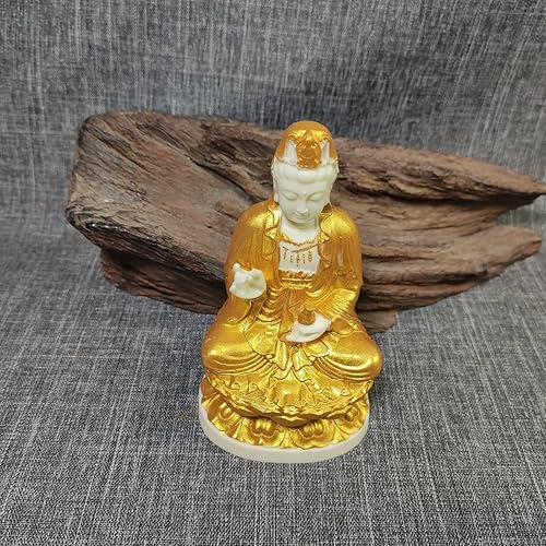 Miniatura 5 de Estatua de Quan Yin, estatua de Buda Guan yin de la Diosa de la Misericordia en decoración de loto Feng Shui | Escultura de estatua de Buda femenina