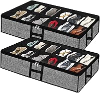 Vista 15 de Organizador de almacenamiento de zapatos debajo de la cama para armario, paquete de 2, se adapta a 32 pares de cajas de contenedores de zapatos