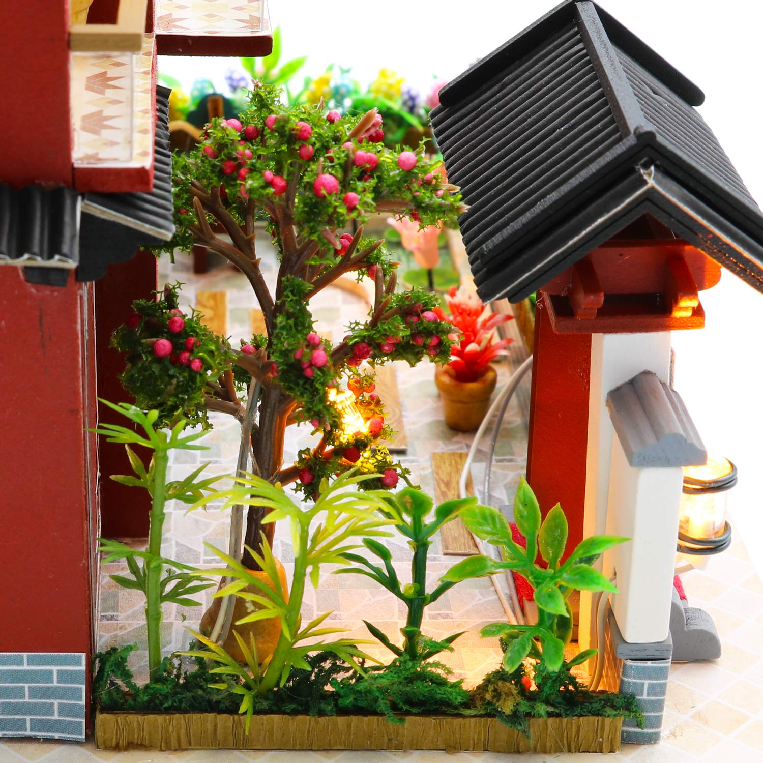 Cool Beans Boutique, kit per casa delle bambole in miniatura, fai da te, casa delle bambole asiatica tradizionale, con copertura antipolvere, kit di modelli di architettura (manuale in inglese) (casa