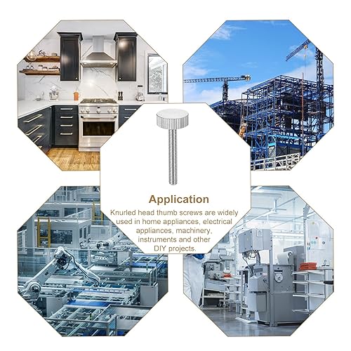 Miniatura 110 de uxcell Tornillos moleteados M3x10mm, 5 piezas de acero inoxidable 304 con cabeza moleteada plana totalmente roscada, tornillos de pulgar, pernos