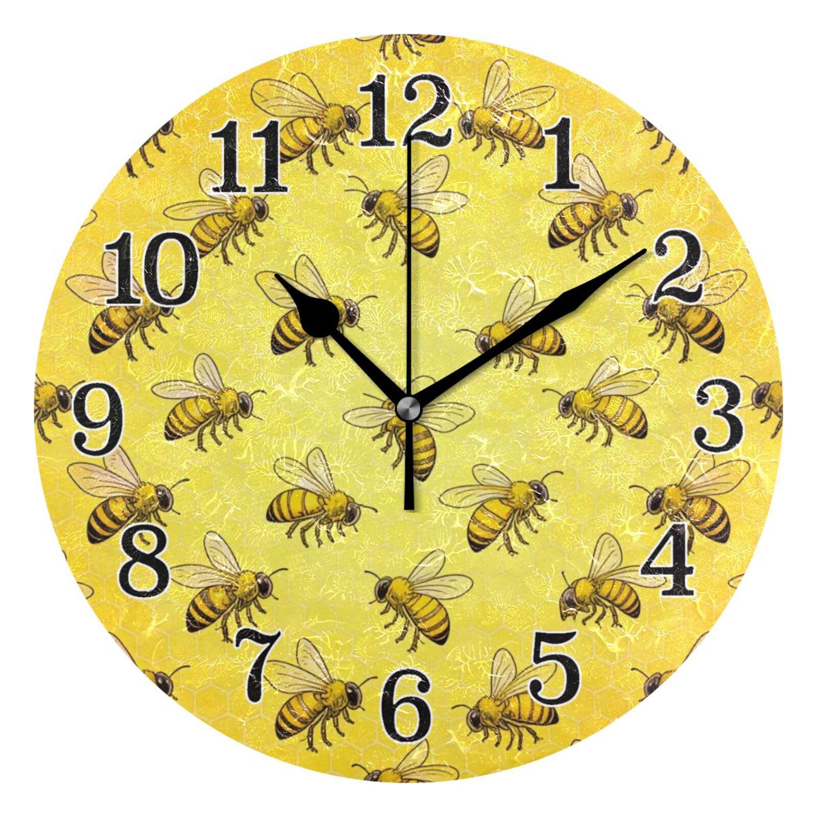 Horloge murale vintage ronde KLL pour dormir sans bruit dans la chambre à coucher