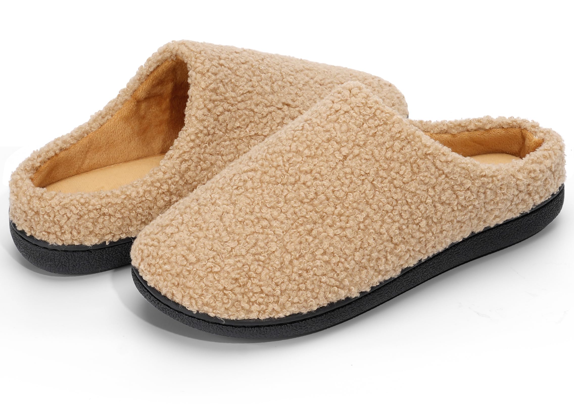 Anmerl Womens Memory Foam Slippers Pluch Warm House Shoes with Non-Slip Rubber Sole Cozy Indoor Slip On for
