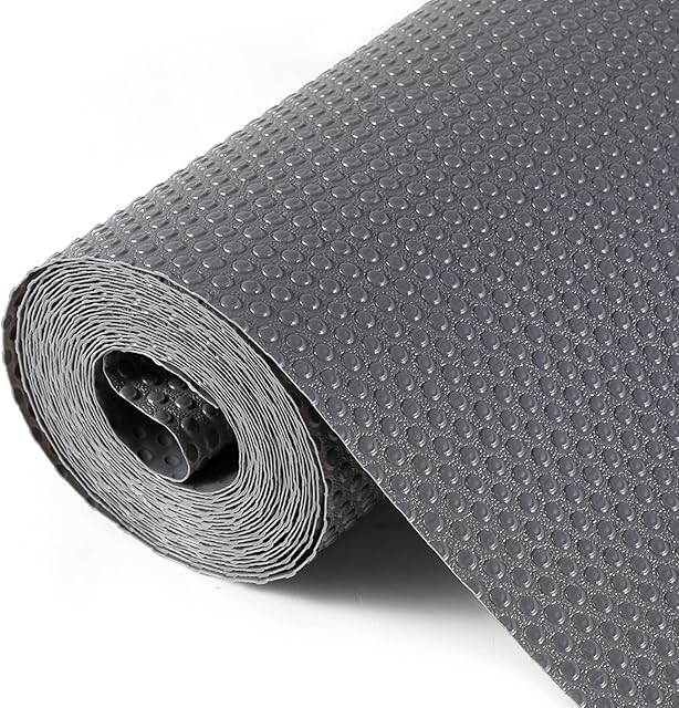 Drawer Liners, Hersvin 50cmx600cm Kitchen Shelf Liner EVA Non-Slip Non-Adhesive Waterproof Washable Cupboard Cabinet Liner Refridge Locker Anti-Slip Mats Sink Protector for Home Office (Dark Gray/Dot)