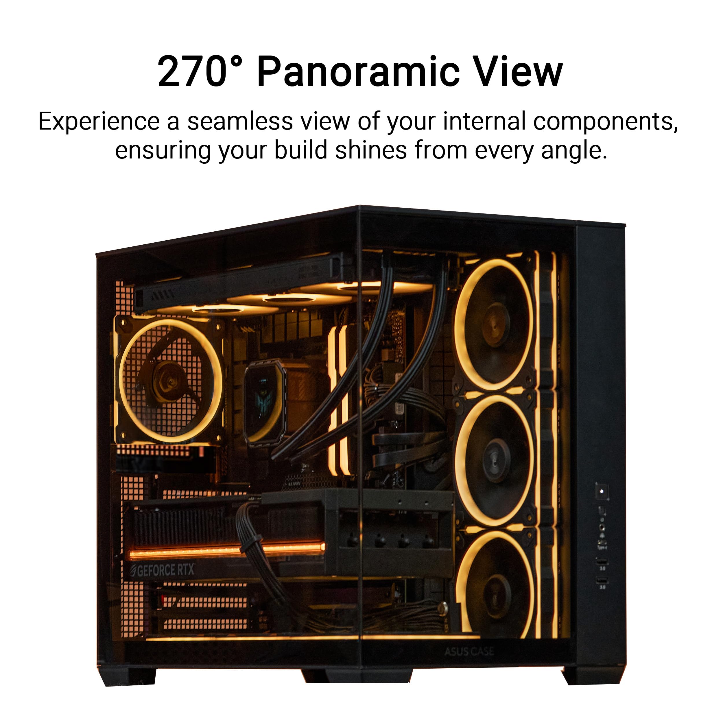 ASUS A32 PLUS TG ARGB BLACK Case ATX a Doppia Camera, Supporta Radiatori da 360 mm e Schede Grafiche da 420 mm, 4 Ventole ARGB Preinstallate, Gestione Pulita dei Cavi, Design Panoramico, Nero