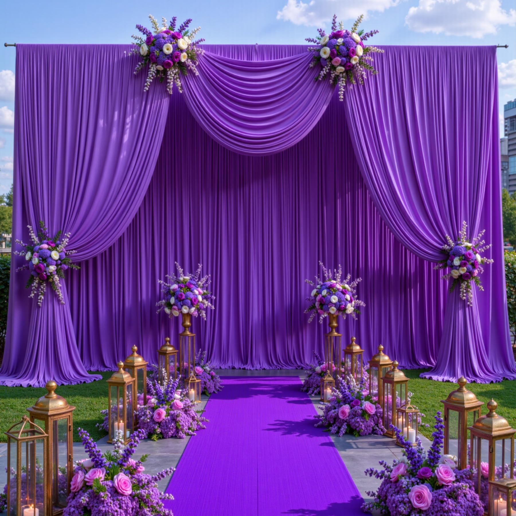 50ft x 10ft Wrinkle Free Purple Wedding Backdrop Curtains for Party Bridal Shower Reception Decorations Purple Fabric Curtain Backdrops Drapes for