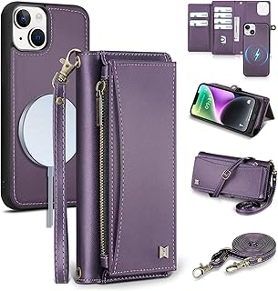 Wallet Case for iPhone 14,RFID Blocking,Crossbody,Purple