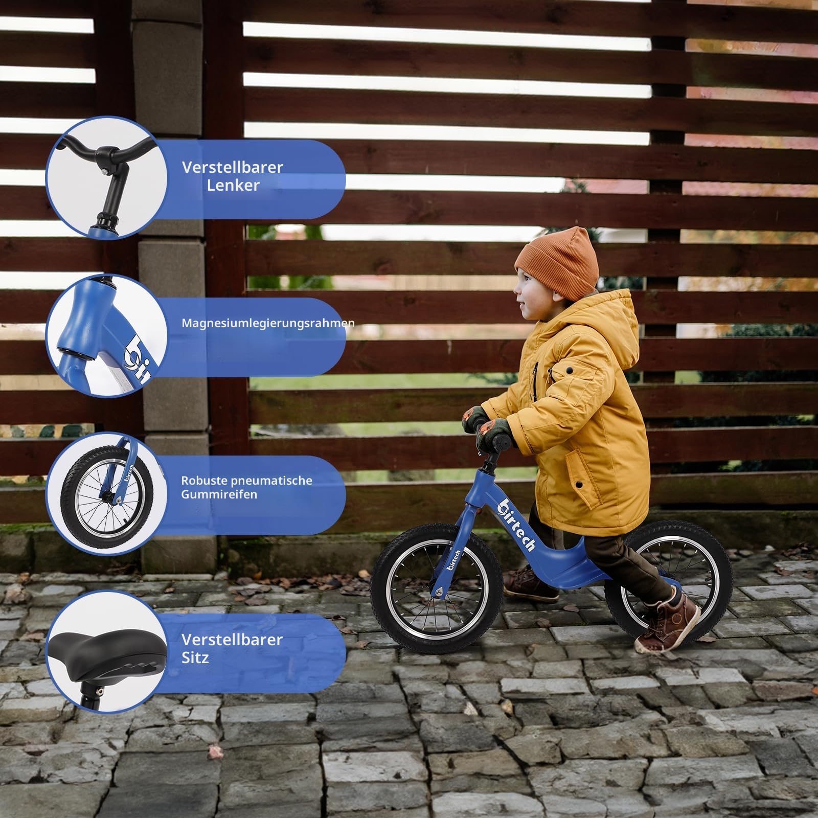 Hello-5ive 14" Kinder-Laufrad für Jungen und Mädchen von 3, 4, 5, 6 Jahren, Luftreifen mit Magnesiumlegierungsrahmen, leichtes, pedaloses Trainingsfahrrad für Kleinkinder