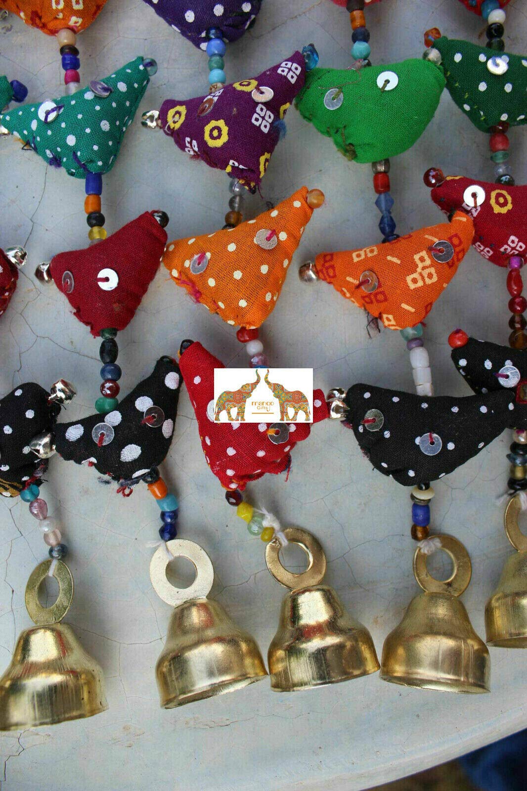Mango Gifts 30 Mini Cotton Birds Bell Tota Traditional Indian Hanging Decoration 120 cm Height, Multicolor, 120 cm Length - Image 4