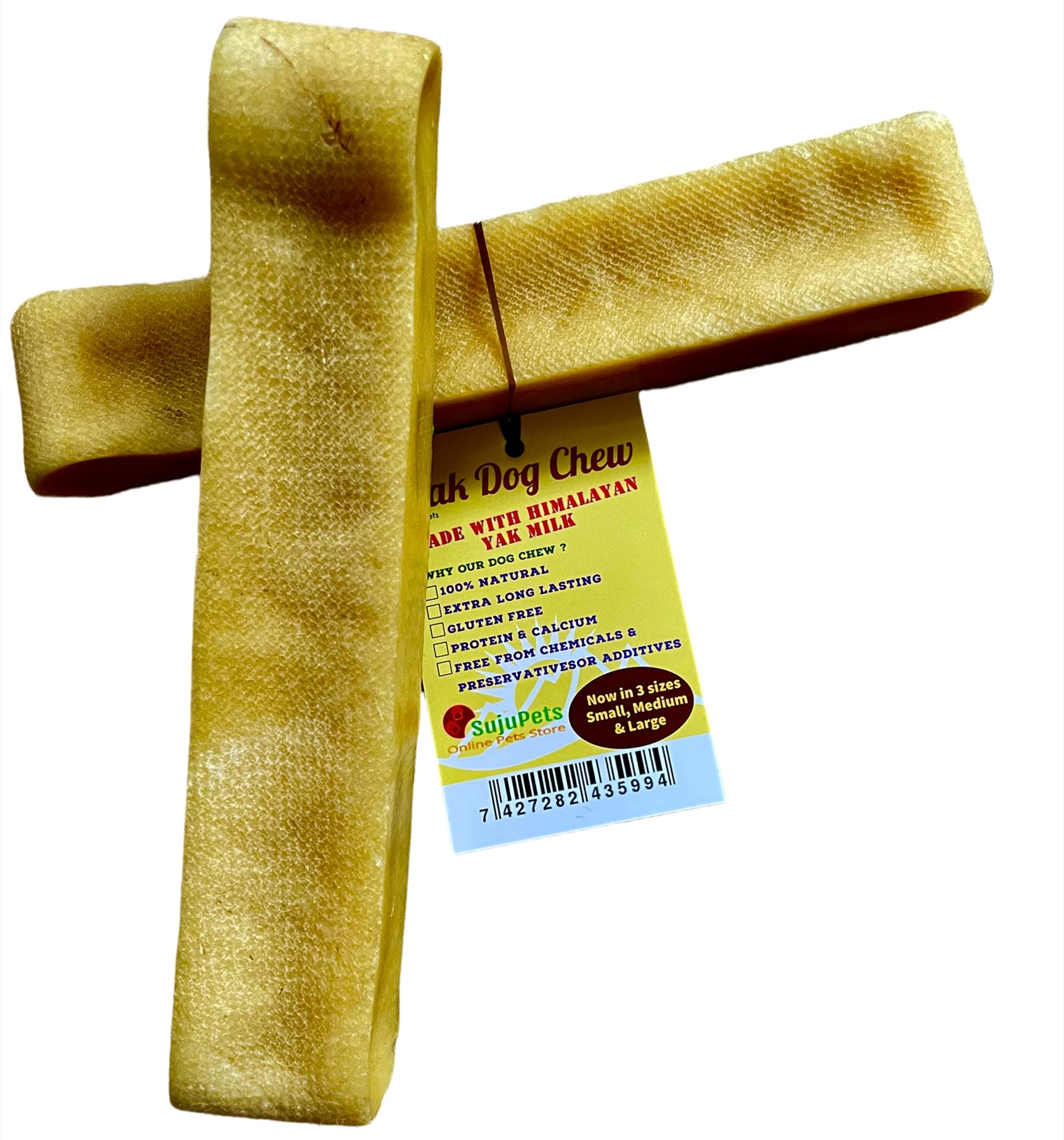 Orginal Yak Dog Chews X 3 Pack (Small Or Medium Or Large Or X- Large Pack), Himalayan Yak Milk Chew, Long Lasting, Natural Yak Chews Treat for Your Dog, Puppy( 3 Pieces) (Medium Yak Chew x 2)