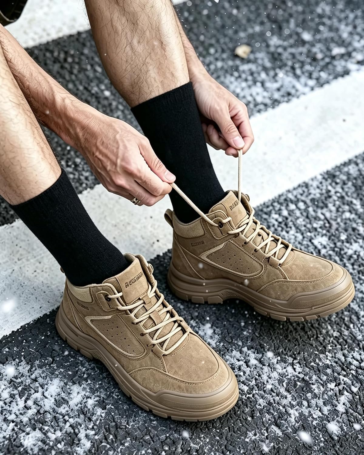 Jeasona Alpaca Wool Socks for Men, Loose Top Crew Socks with Cushioned Sole