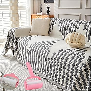 Reversible Chenille Sofa Cover,Reversible Chenille Couch Cover, Double Sided Chenille Sofa Cover Grey,70.87 * 133.86/180 * 340cm