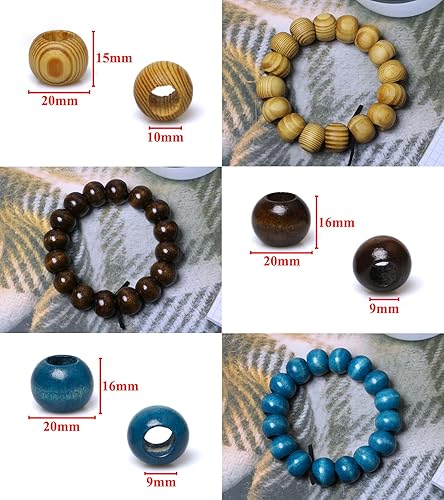 Miniatura 15 de Paquete variado de 150 cuentas de madera de 0.78 pulgadas (0.787 in) con agujeros grandes, cuentas sueltas de madera de colores para manualidades