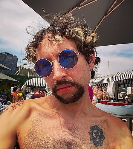 Miniatura 3 de NULOOQ Gafas de sol polarizadas redondas retro para mujeres y hombres, marco de metal pequeño, gafas hippie