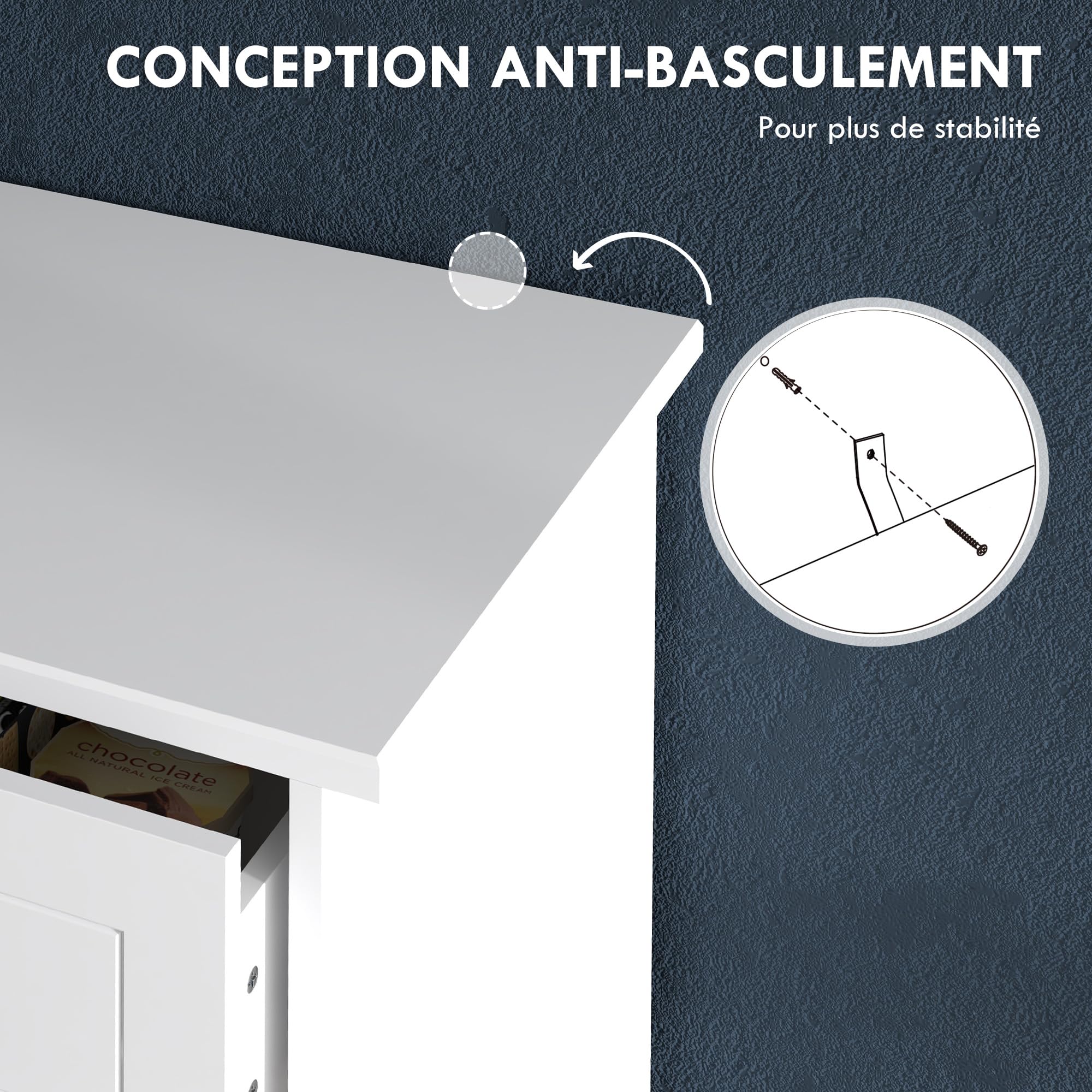 HOMCOM Cassettiera bianca con 5 cassetti, armadio portaoggetti per camera da letto, ufficio, ingresso, stile comtemporano, maniglia in metallo, 74 x 40 x 91 cm