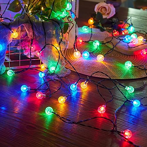 Miniatura 3 de BORDSTRACT Tira de luces solares de 31 pies, 50 luces LED de Golbe con 8 modos, IP65, impermeable, funciona con energía solar, luces de patio para