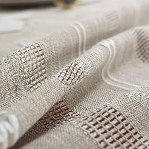 Miniatura 6 de Gernaice Mantel bordado de rayas rústicas con borlas pesadas, mantel rectangular de lino y algodón, sin arrugas, lavable, para café, sala de estar,