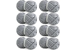 Grey Chunky Chenille Yarn for Hand Knitting