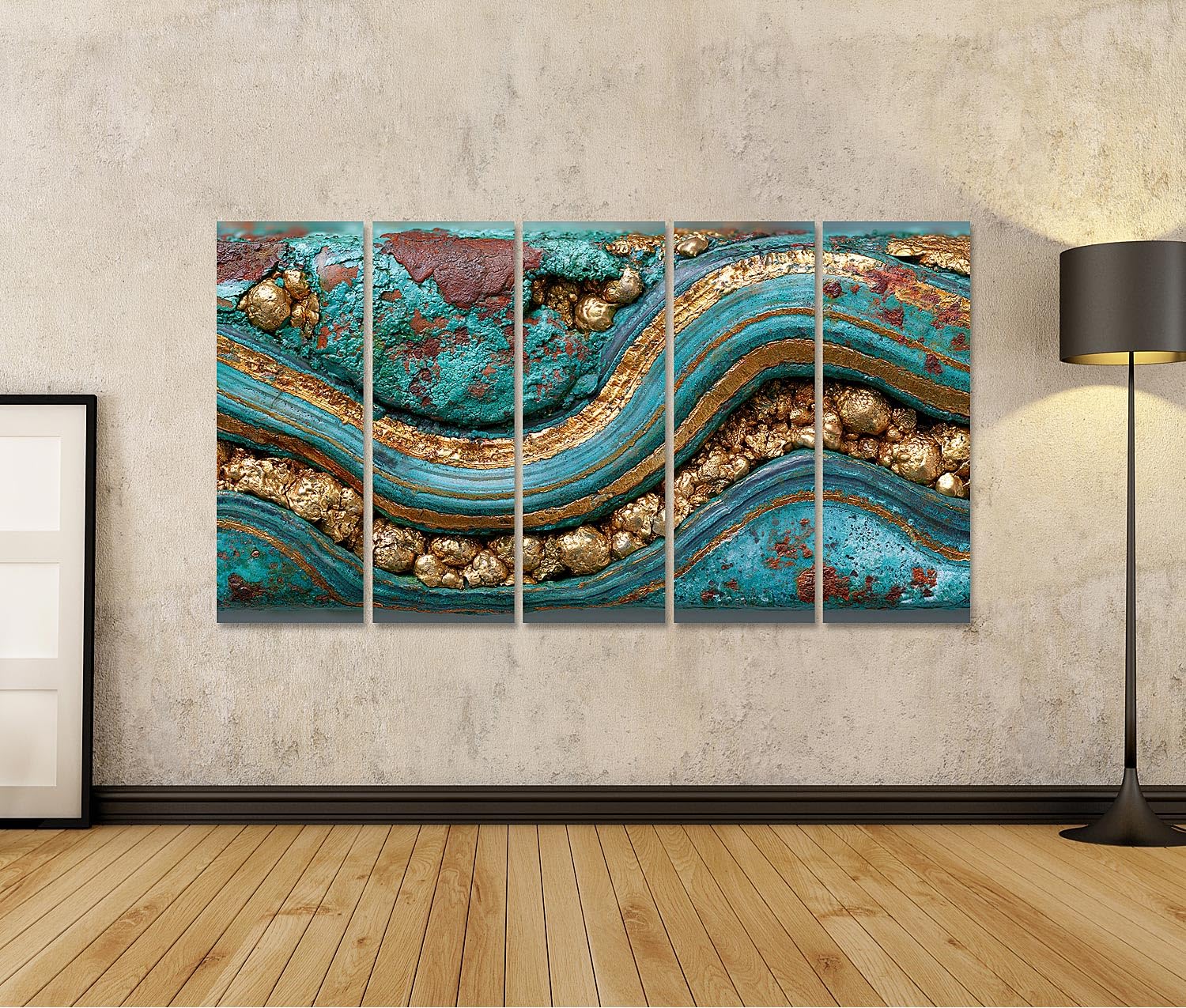 islandburner Bild auf Leinwand Faszinierende Patina Kunstdruck Wohnzimmer Deko für Kunstliebhaber - 5-teilig XXL
