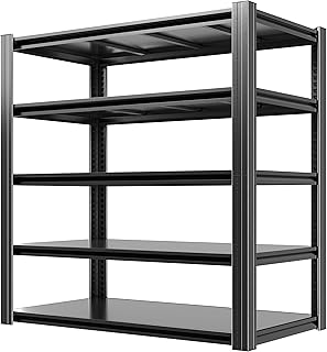 Garage Shelving,72" H Garage Shelves Heavy Duty, 3000Lbs 5 Tier Adjustable Storage Shelves Suitable for Warehouse, Basement, Workshop, 24" D*48" W *72" H(Black)