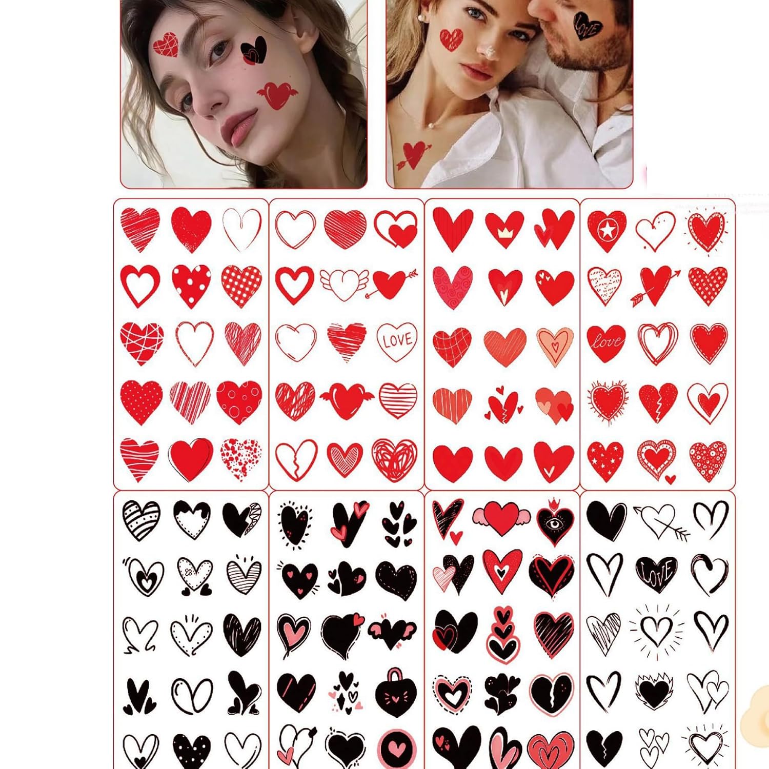 Valentines Love Hearts Temporary Tattoos | Fun Party Decor