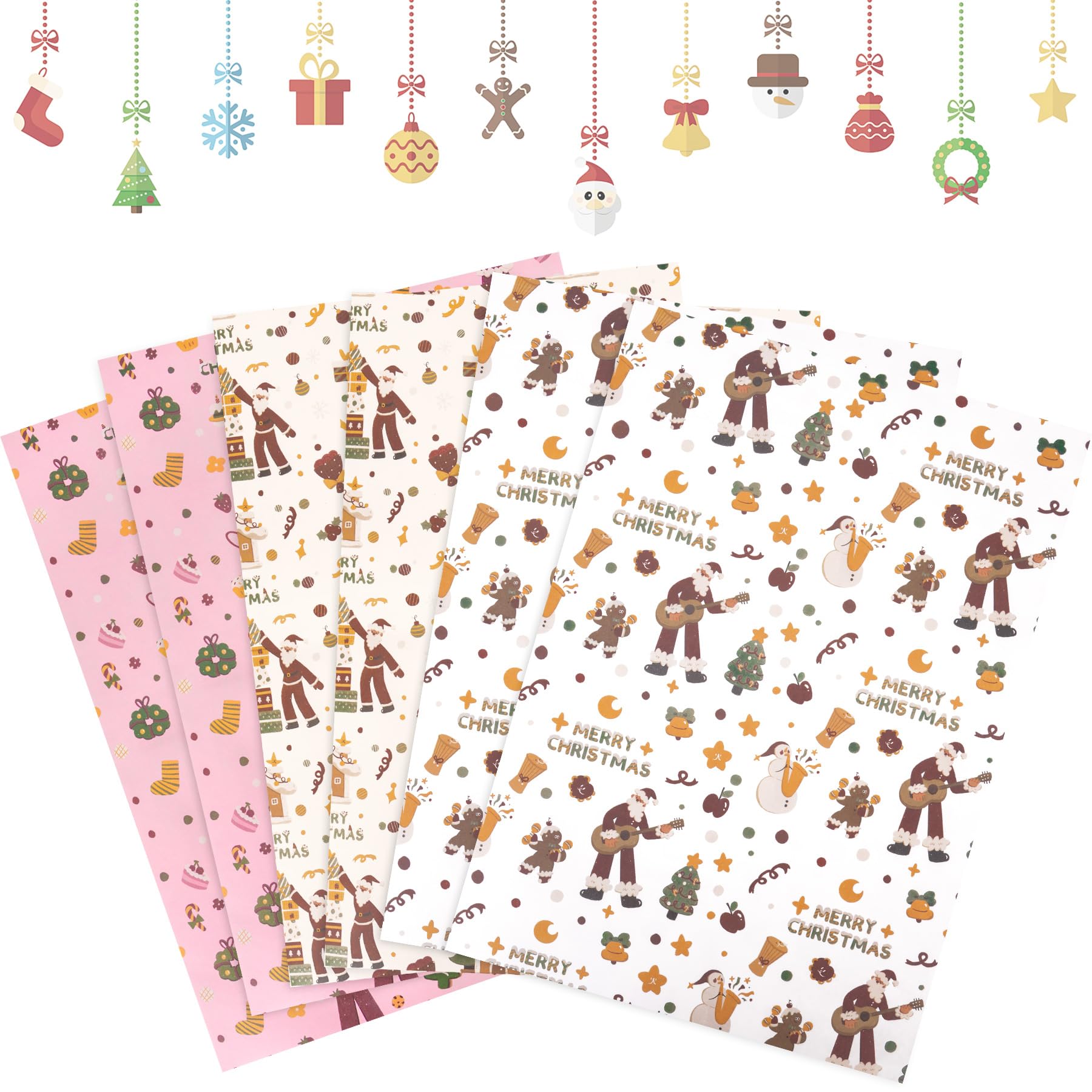 Papier Cadeau Noel, Papier Cadeau Kraft Blanc Avec Le Père