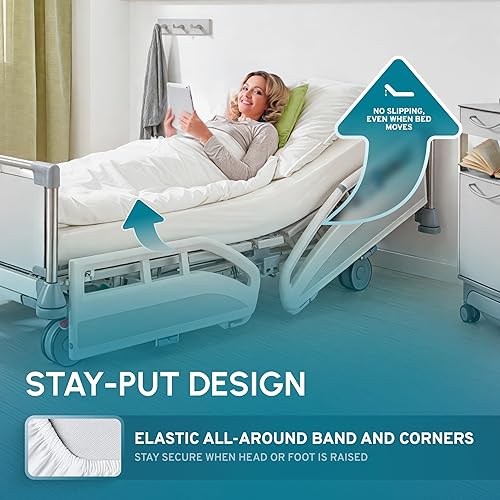 Miniatura 3 de Sábana para cama de hospital lisa, sábanas lisas tamaño doble, 1 sábana lisa, de algodónpoliéster,