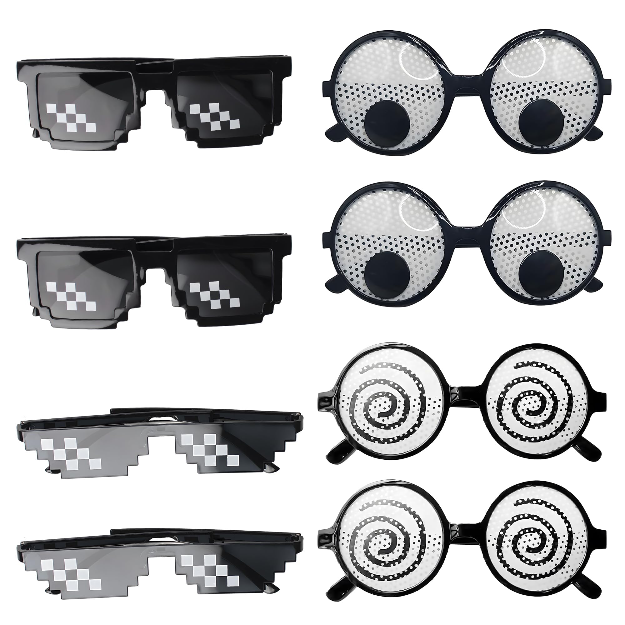 8pcs Funny Eyes Glasses, Novelty Shaking Round Eyes Glasses, Giant Funny Costume Thug Life Sunglasses, Photo Props for Theme Celebrations Adults Kids Party Favors