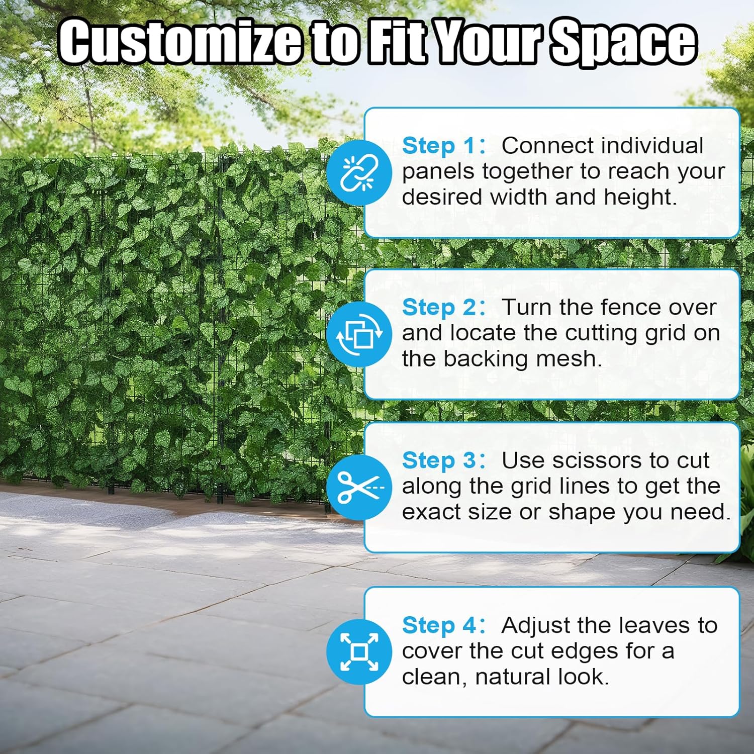 UPGRADE Artificial Ivy Privacy Fence Screen 59 x 118 Inch, Faux Ivy Hedge Wall Panel for Garden, Balcony, Fence & Patio, UV Resistant Decorative Greenery Privacy Screen