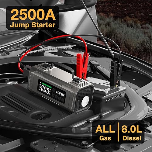 Miniatura 3 de Arrancador portátil de coche con compresor de aire, cargador de batería de coche 6 en 1 2500 A (todo gasolina8.0L diesel), inflador de neumáticos de