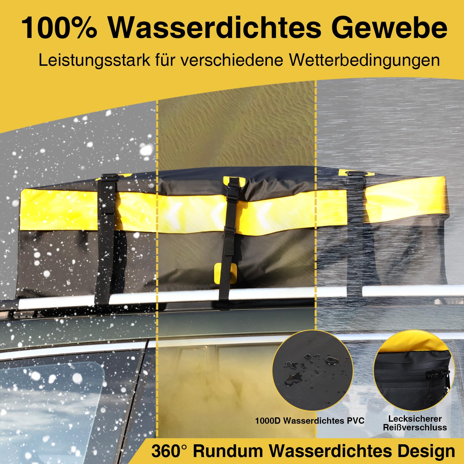 JOBYNA Auto Dachbox Faltbare, 15 Kubikfuß/ 425L PVC Dachkoffer Gepäckbox 2026 Upgrade 100% Wasserdichter Dachtasche, Dachgepäckträger Tasche für Autos mit Kombinationsschloss, Aufbewahrungstasche