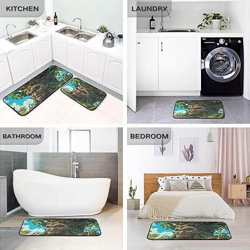 Miniatura 5 de Fantasy Tree Kitchen Mat 2 Pcs Set, Low Pile Kitchen Rugs Cushioned Water Absorbent Washable Floor Mats for Kitchen Sink Laundry Room